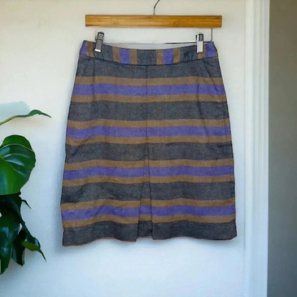 BODEN Linen Cotton Blend Canonbury Striped Multicolored A Line Pocket Skirt - Picture 1 of 15
